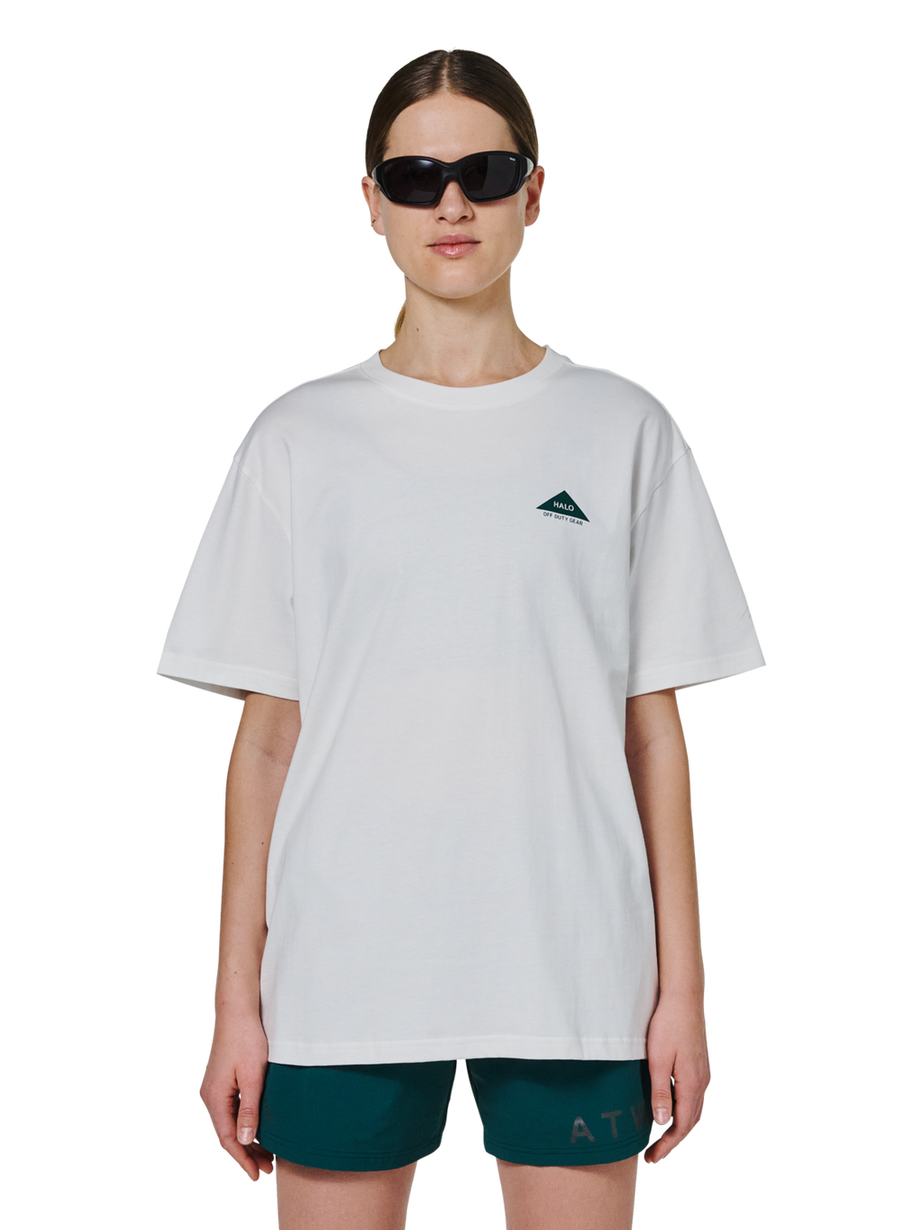 HALO GRAPHIC T-SHIRT, MARSHMALLOW/BOTANICAL GARDEN, model