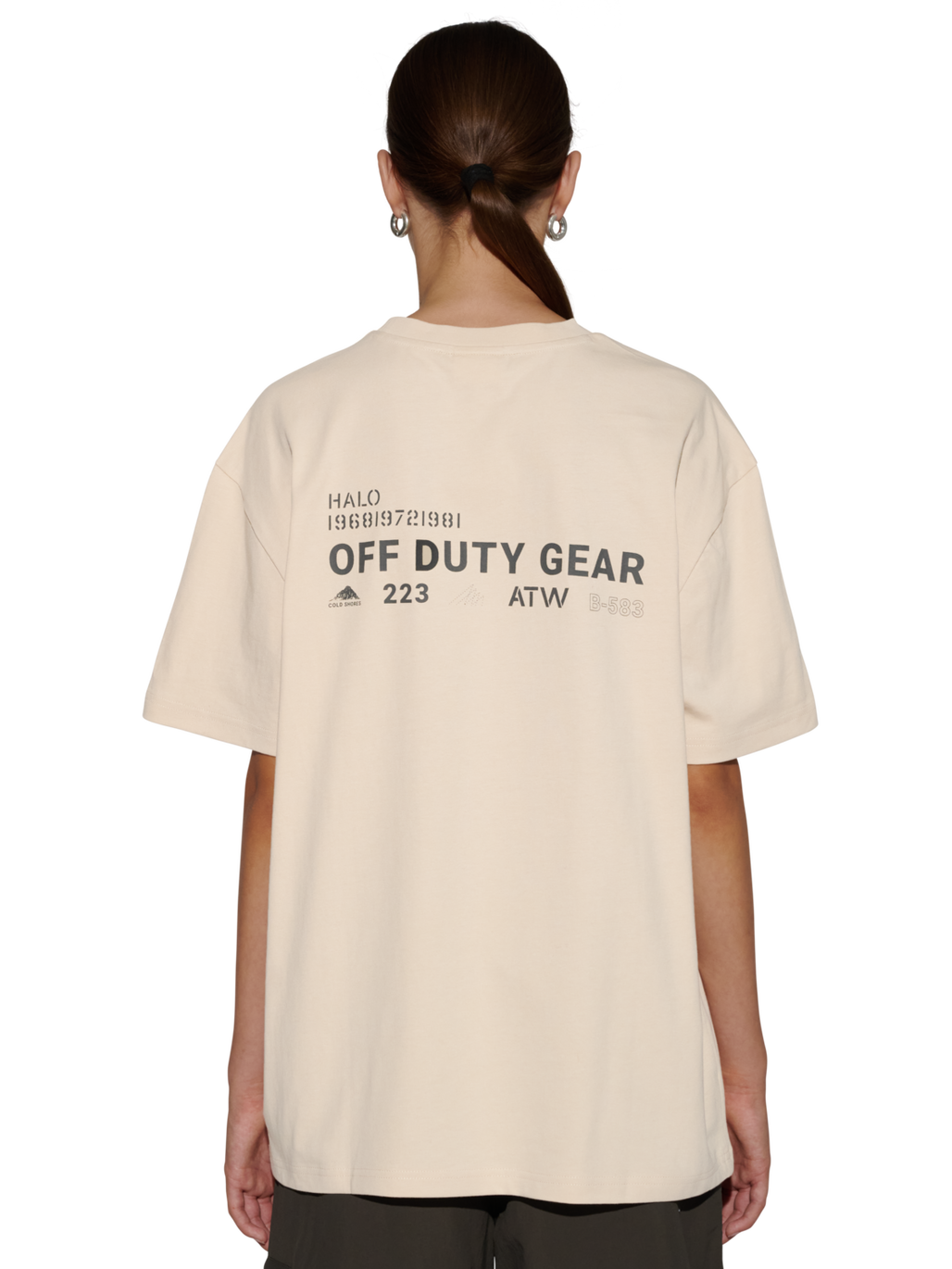 HALO COLD SHORE T-SHIRT, OYSTER GRAY, model