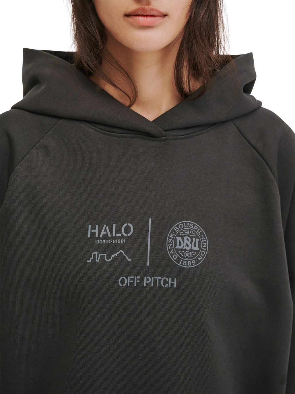 HALO DBU GRAPHIC HOODIE, RAVEN, model