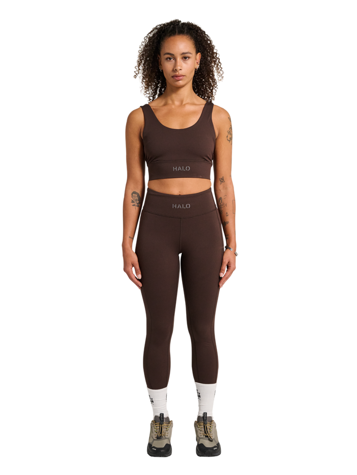 HALO WOMEN TRAINING BRA, CHOCOLATE TORTE, model