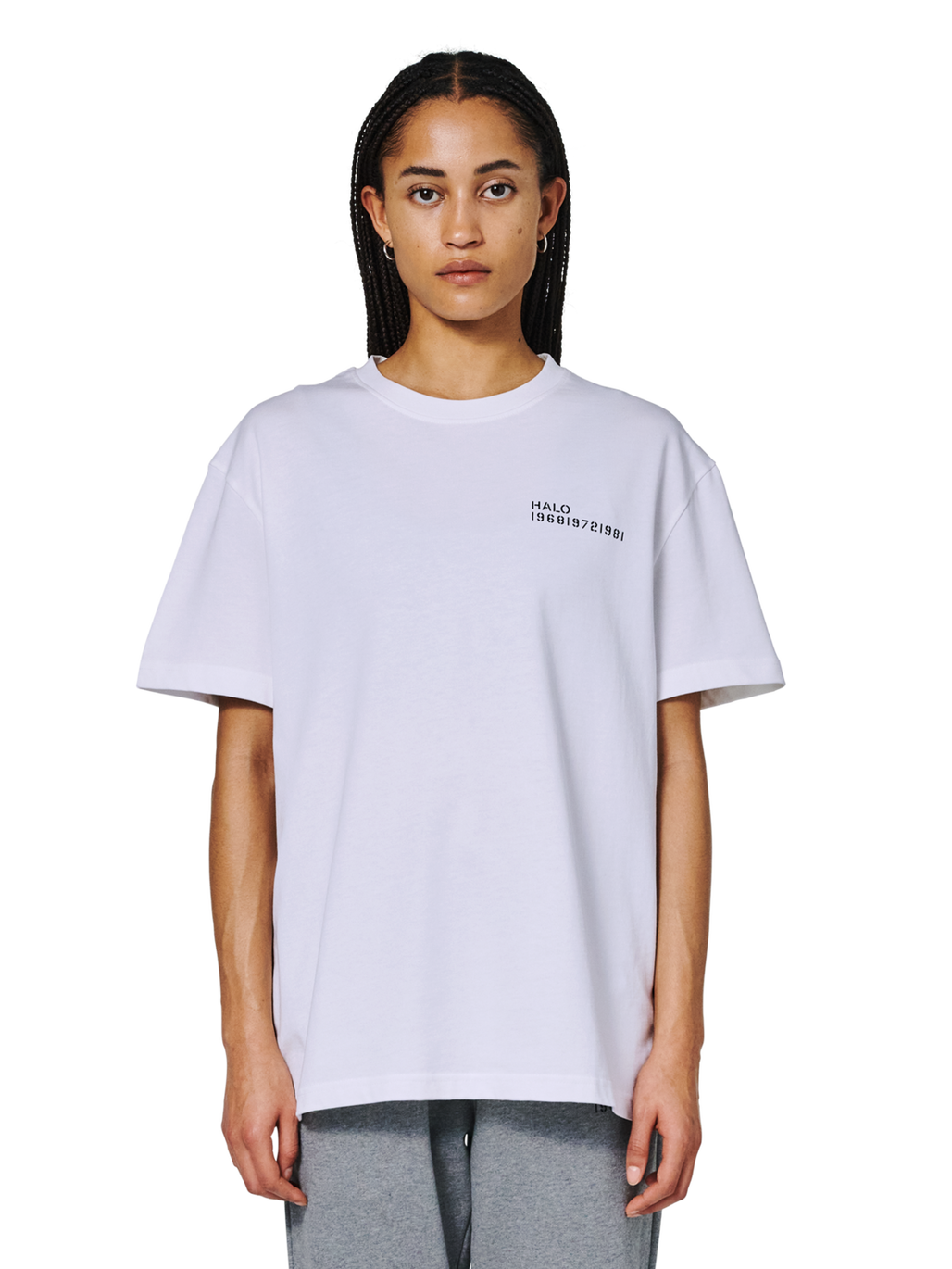 HALO ESSENTIAL T-SHIRT, WHITE, model
