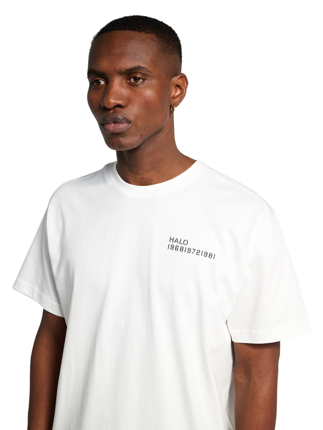 HALO ESSENTIAL T-SHIRT, BRIGHT WHITE, model