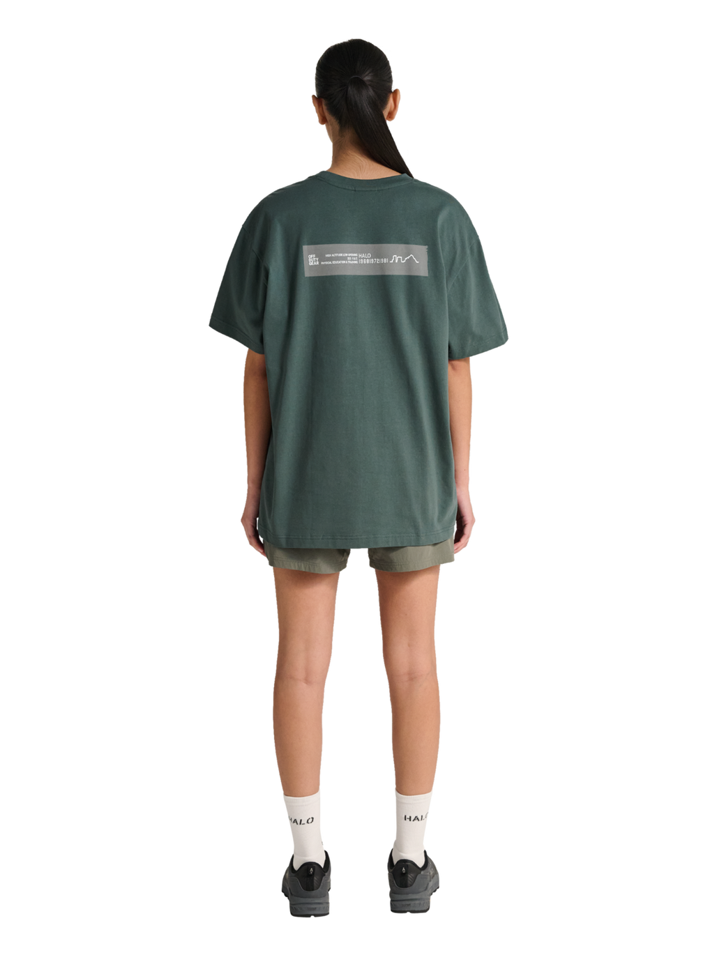 HALO GRAPHIC T-SHIRT, GARDEN TOPIARY/SILVER, model