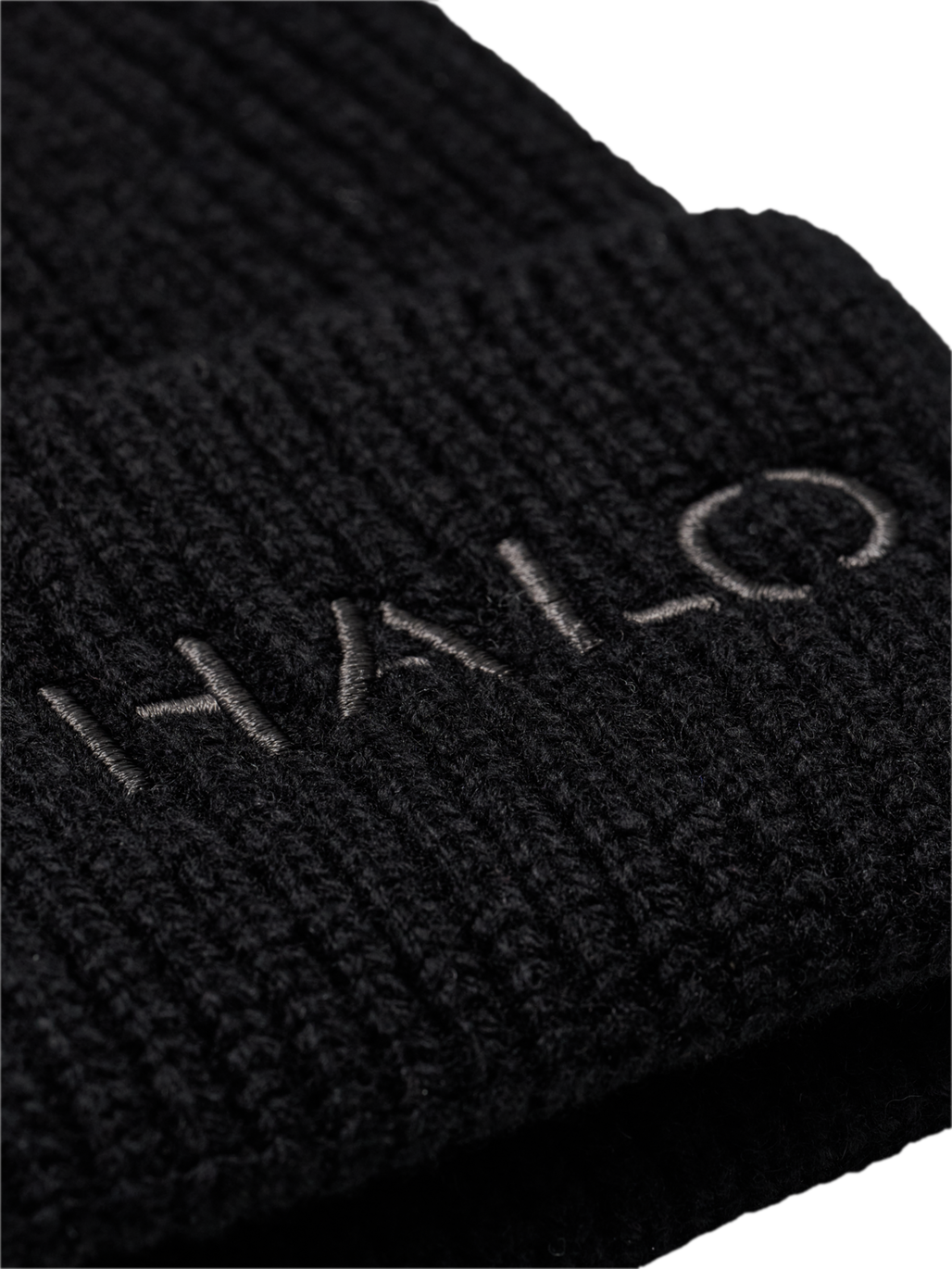HALO  WOOL RIB BEANIE, BLACK, packshot