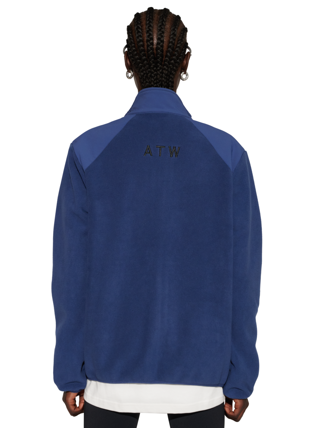 HALO PANELED FLEECE JACKET, SARGASSO SEA, model