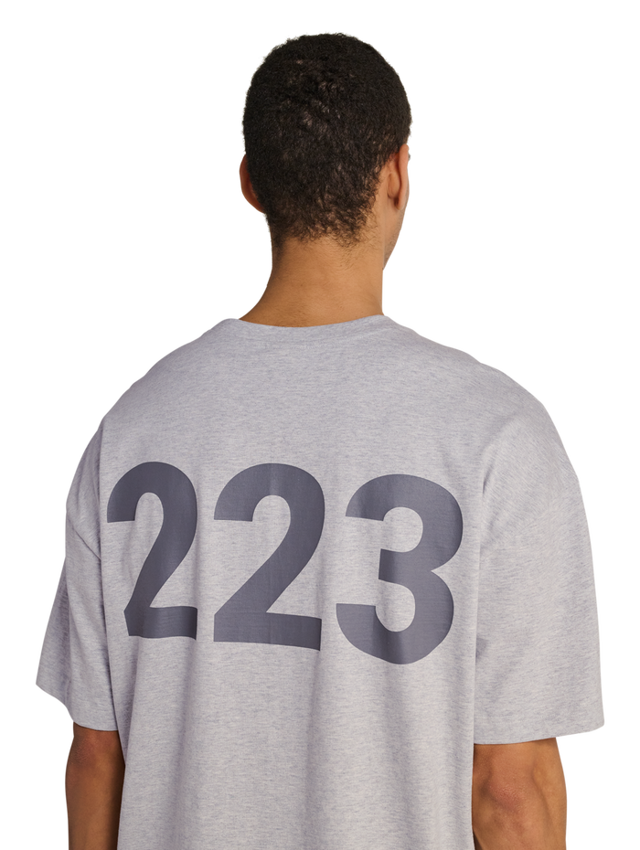 HALO GRAPHIC BOXY T-SHIRT, LIGHT GREY MELANGE, model