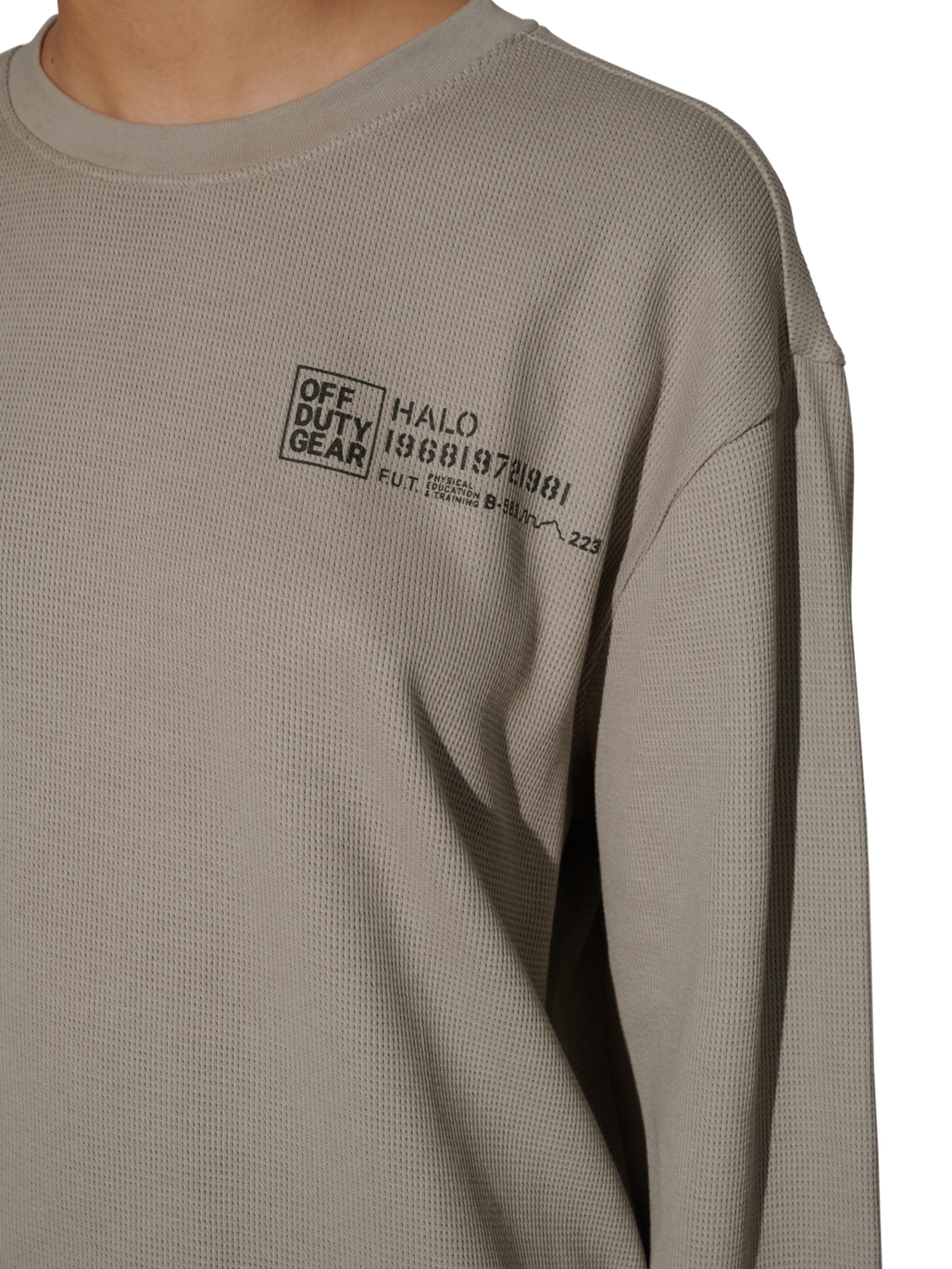 HALO GEAR WAFFLE L/S T-SHIRT 01, MOURNING DOVE, model