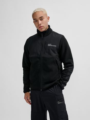 HALO BLOCKED ZIP FLEECE, BLACK, model