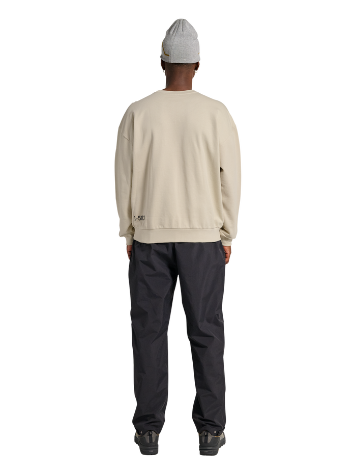 HALO GRAPHIC BOXY CREW, OYSTER GRAY, model