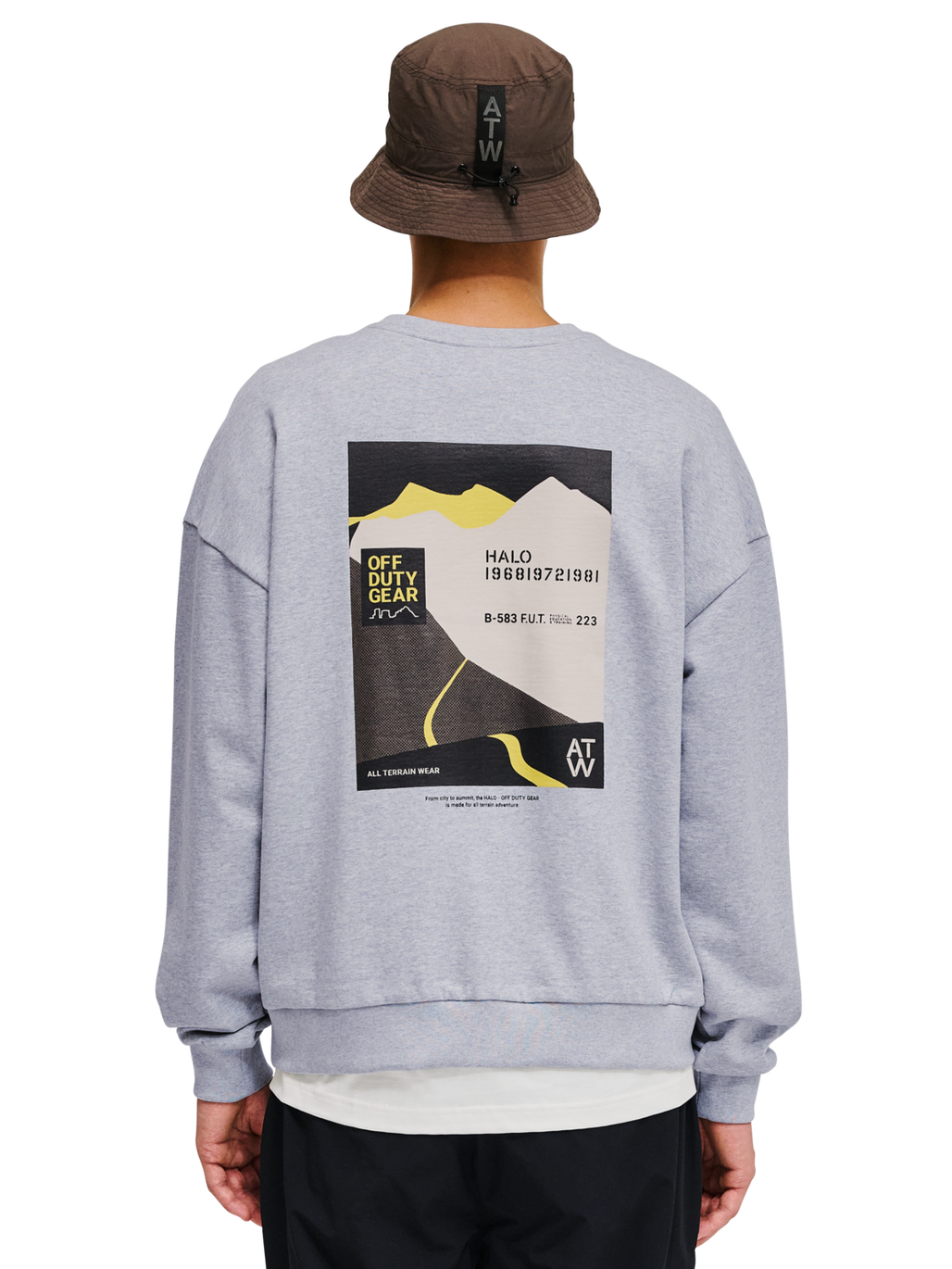 HALO AVIATION BOXY CREW, LIGHT GREY MELANGE, model