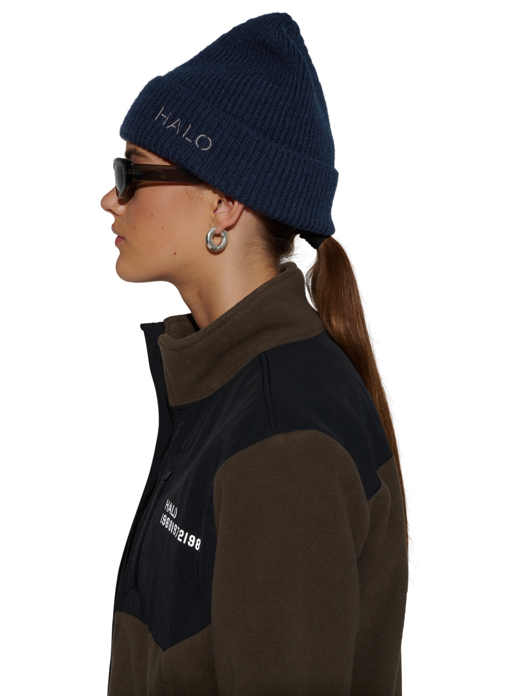 HALO WOOL MIX BEANIE, DARK SAPPHIRE, model