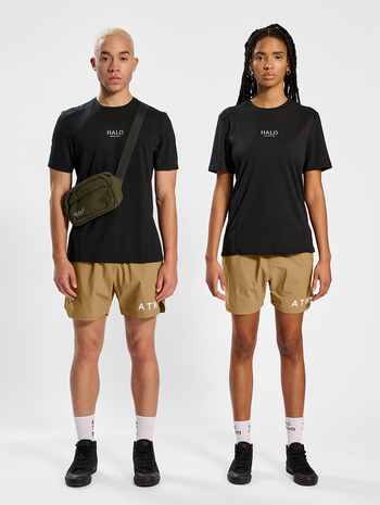 HALO SHORTS, TOBACCO BROWN, model