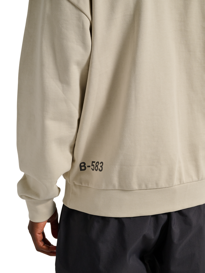 HALO GRAPHIC BOXY CREW, OYSTER GRAY, model