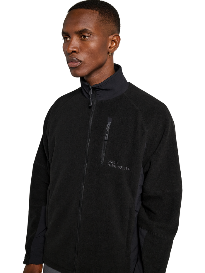 HALO WINDPROOF TEDDYFLEECE JACKET, BLACK, model