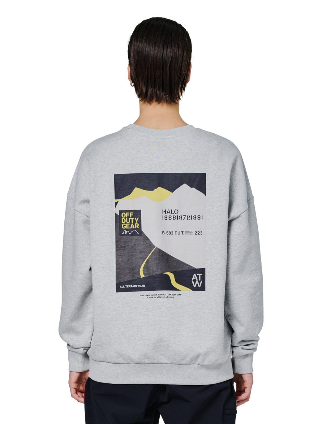 HALO AVIATION BOXY CREW, LIGHT GREY MELANGE, model