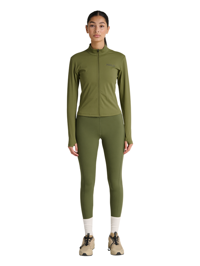 HALO WOMEN FULL ZIP 2.0, OLIVE DRAB, model