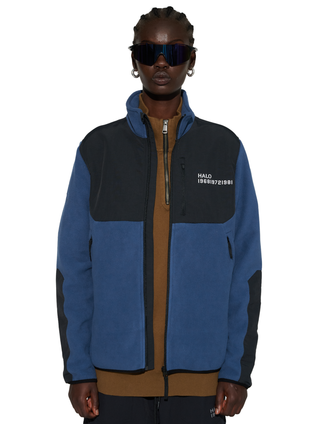 HALO BLOCKED ZIP FLEECE, SARGASSO SEA, model
