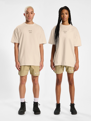 HALO HEAVY GRAPHIC TEE, OYSTER GRAY, model