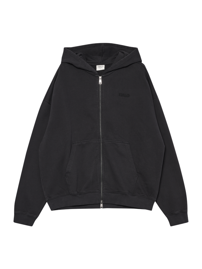 HALO LOGO FULL ZIP HOODIE, BLACK, packshot