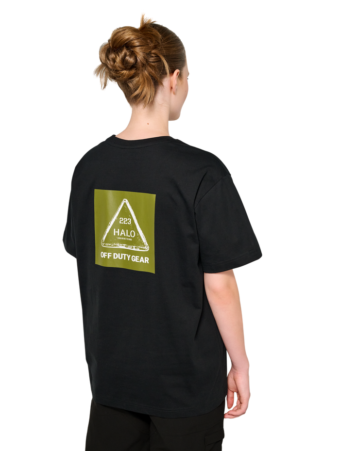 HALO GRAPHIC T-SHIRT, BLACK/OLIVE DRAB, model