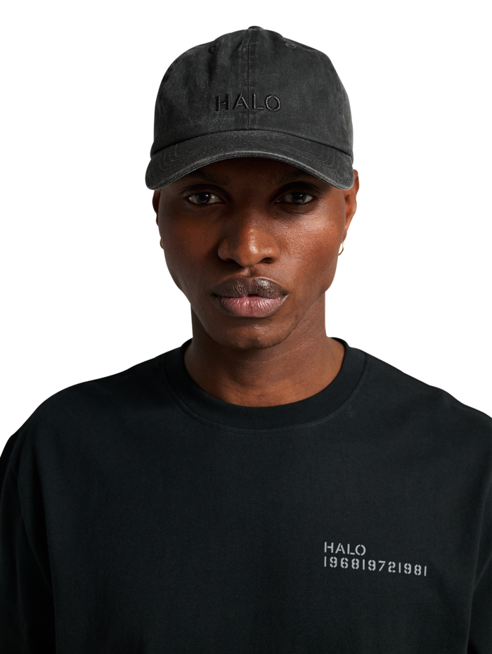 HALO WASHED CANVAS CAP, RAVEN, model