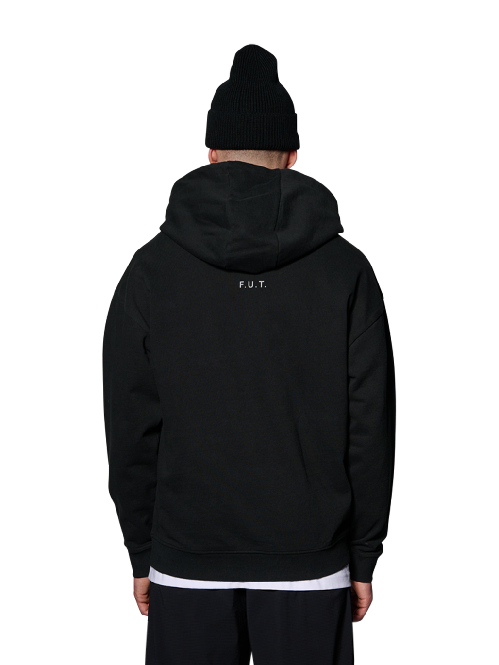 HALO ESSENTIAL HOODIE, BLACK, model