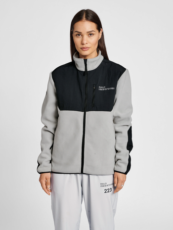 HALO BLOCKED ZIP FLEECE, HARBOR MIST, model