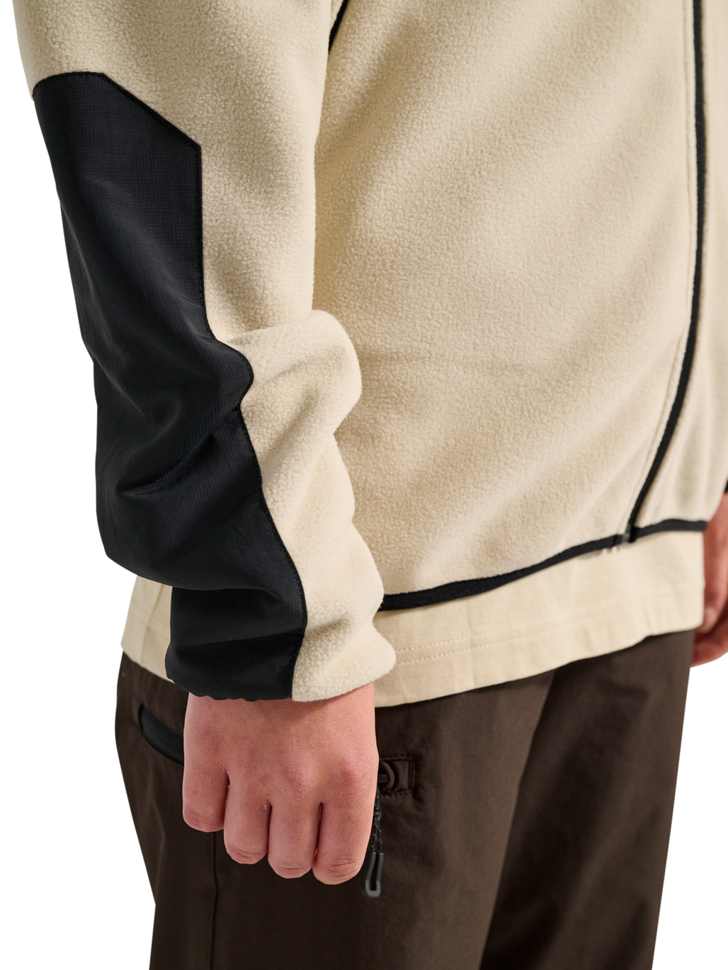 【Rm9】YOKE COTTON MESH STRIPE ZIP-UP HALO HALO BLOCKED ZIP FLEECE - OYSTER GRAY | newlinehalo.com