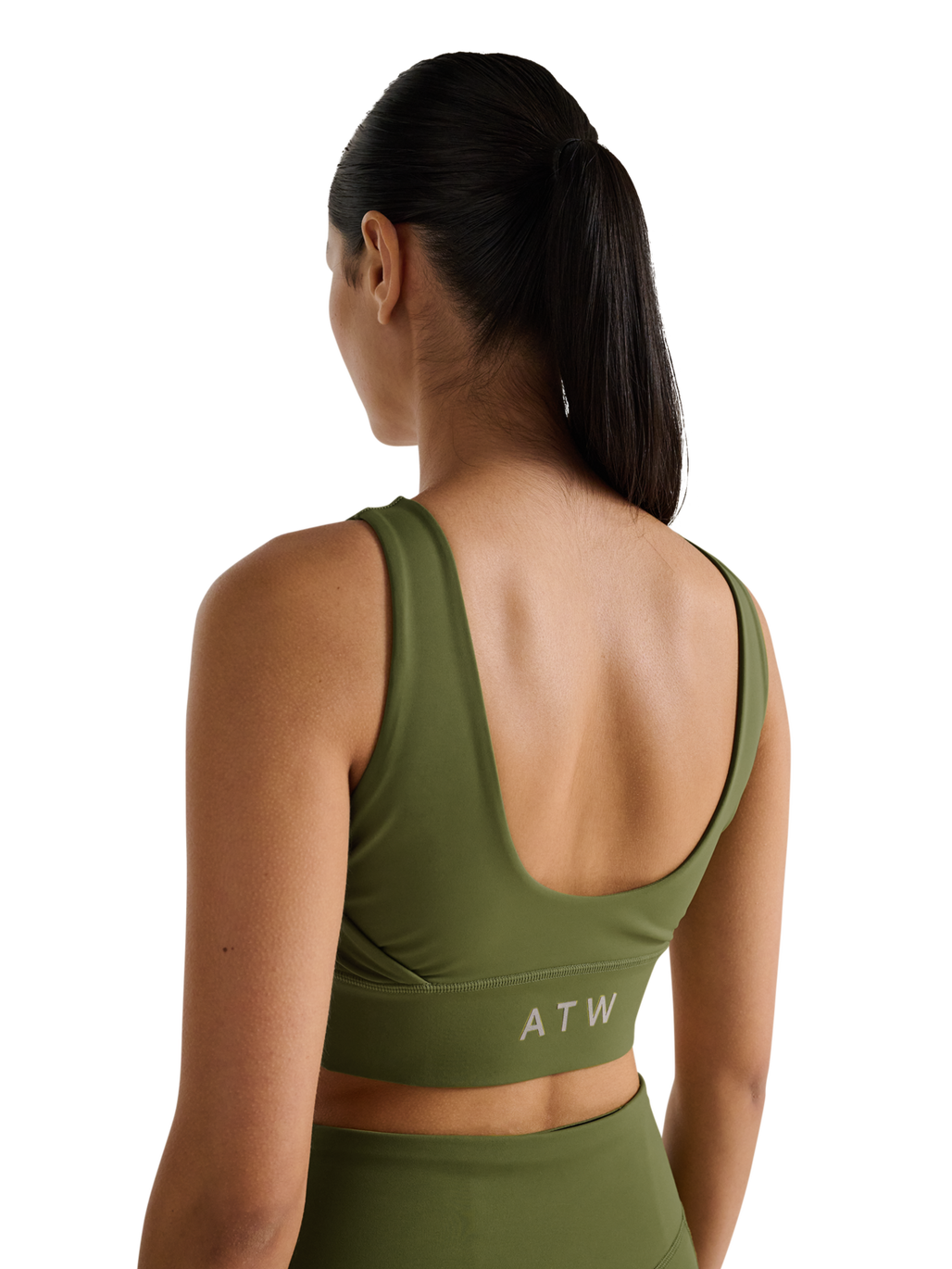 HALO WOMEN TRAINING BRA, OLIVE DRAB, model