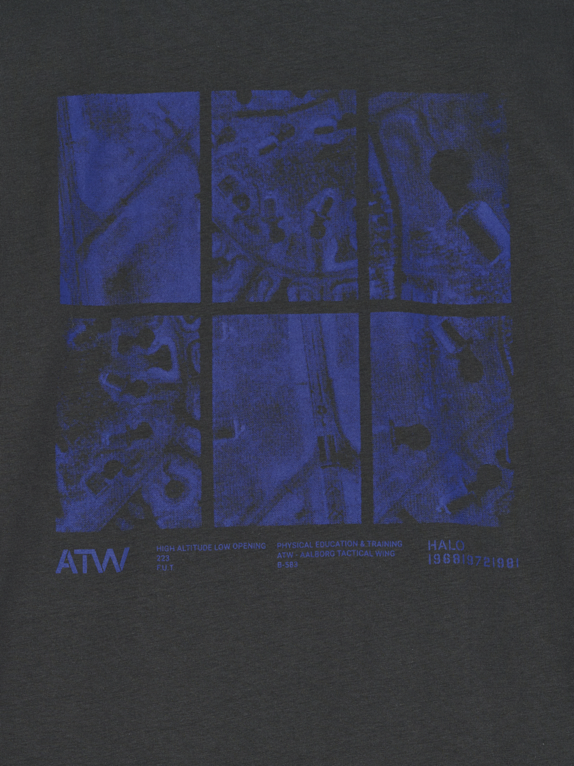 HALO GRAPHIC BOXY T-SHIRT, ASPHALT/NEON BLUE, packshot