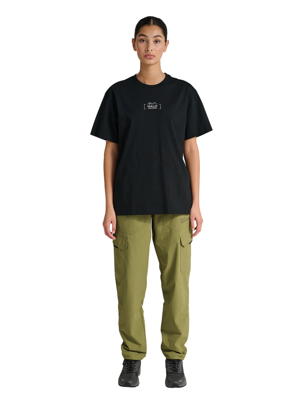 HALO TRAIL PANTS, OLIVE DRAB, model