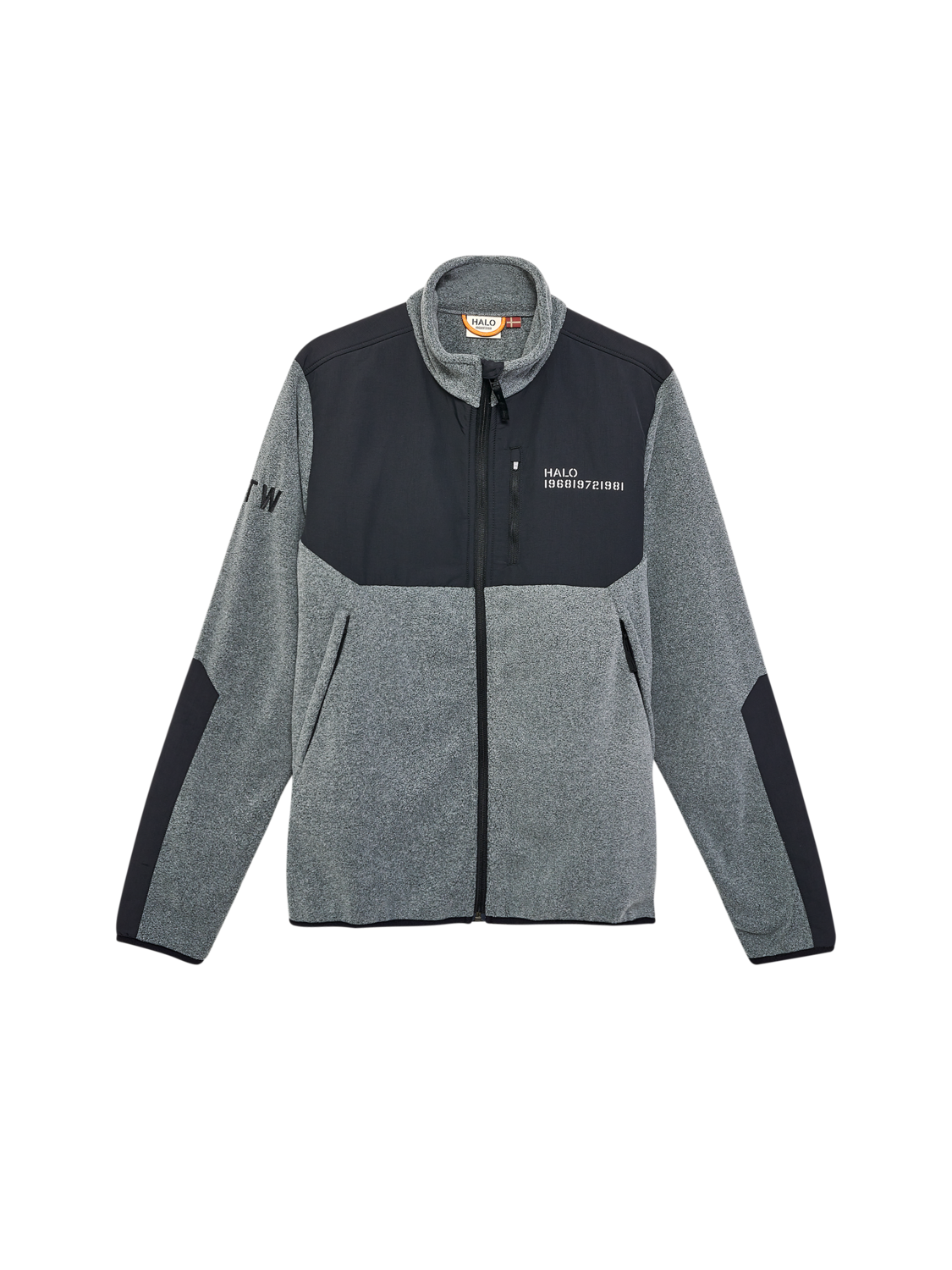 HALO BLOCKED ZIP FLEECE, GREY MELANGE, packshot