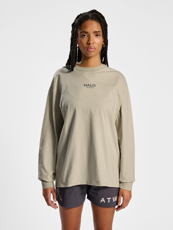 HALO HEAVY GRAPHIC T-SHIRT L/S, OYSTER GRAY, model