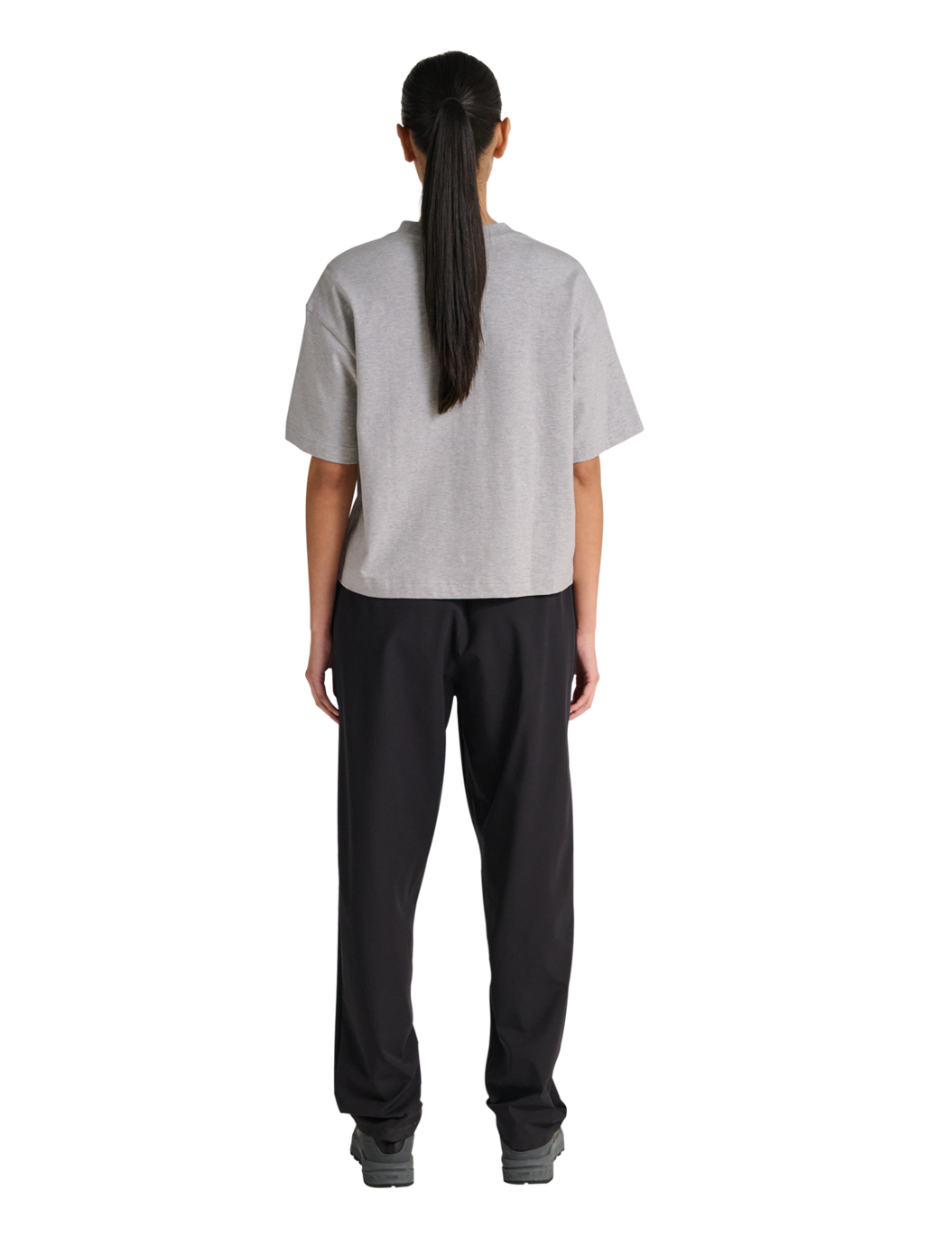 HALO WOMEN LOGO T-SHIRT, LIGHT GREY MELANGE, model