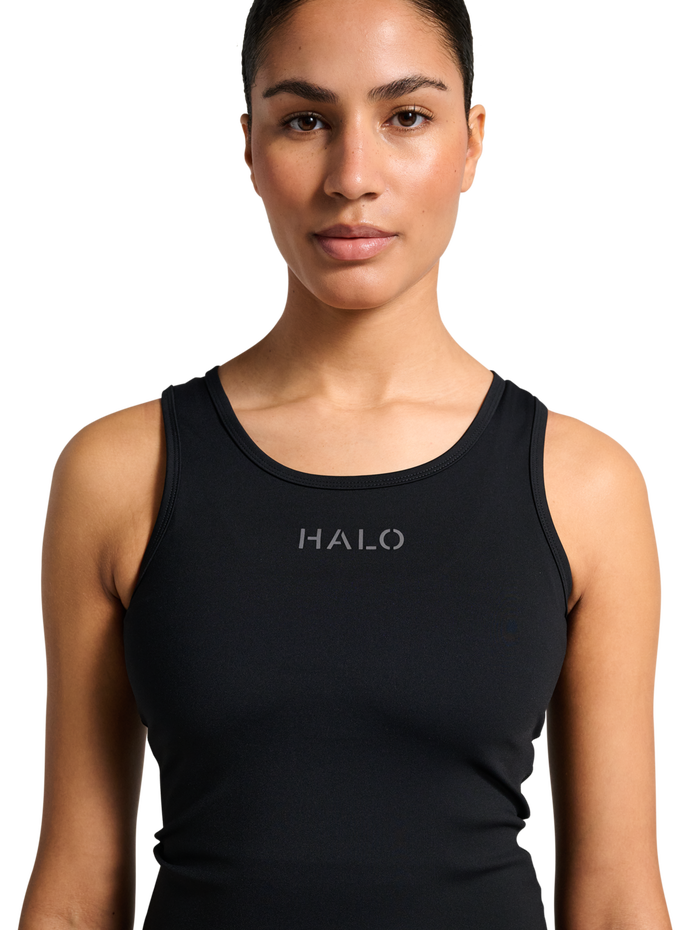 HALO WOMEN TRAINING TANK, BLACK, model