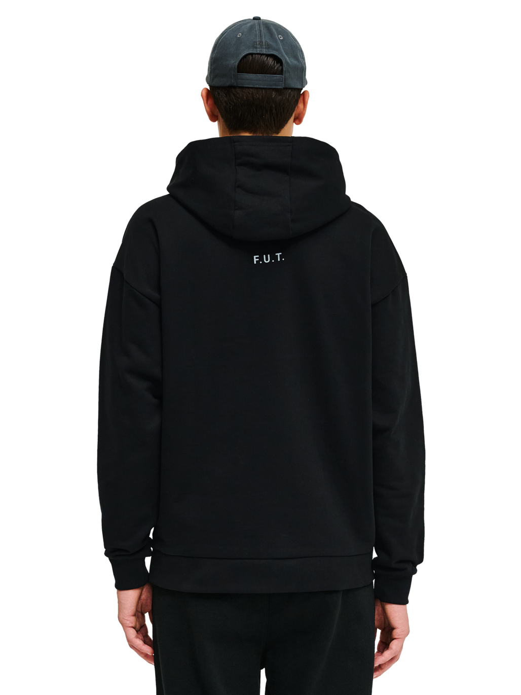 HALO ESSENTIAL HOODIE, BLACK, model
