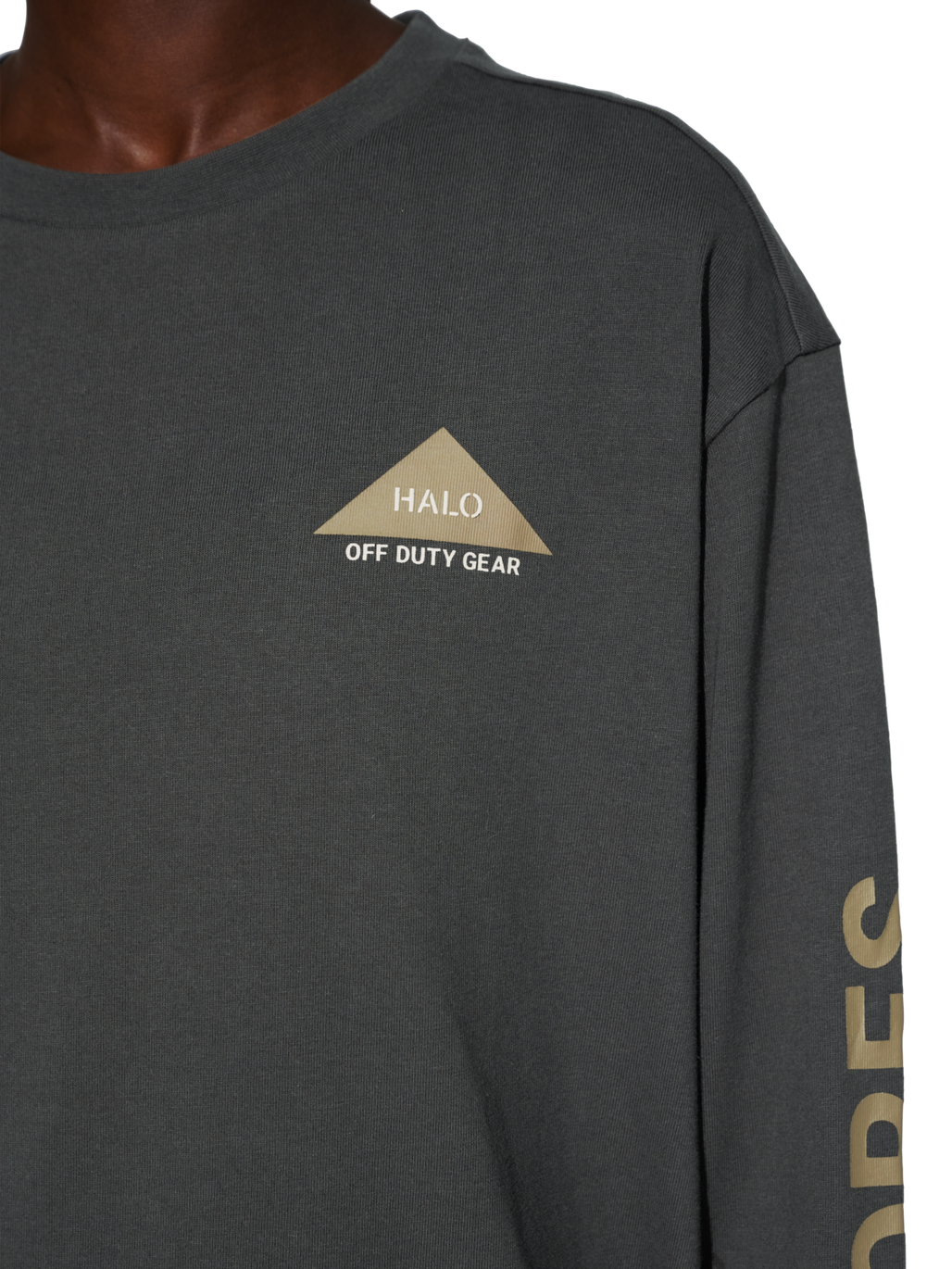 HALO SHORES L/S T-SHIRT, RAVEN, model