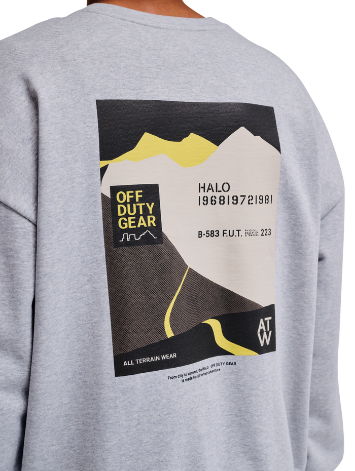 HALO AVIATION BOXY CREW, LIGHT GREY MELANGE, model