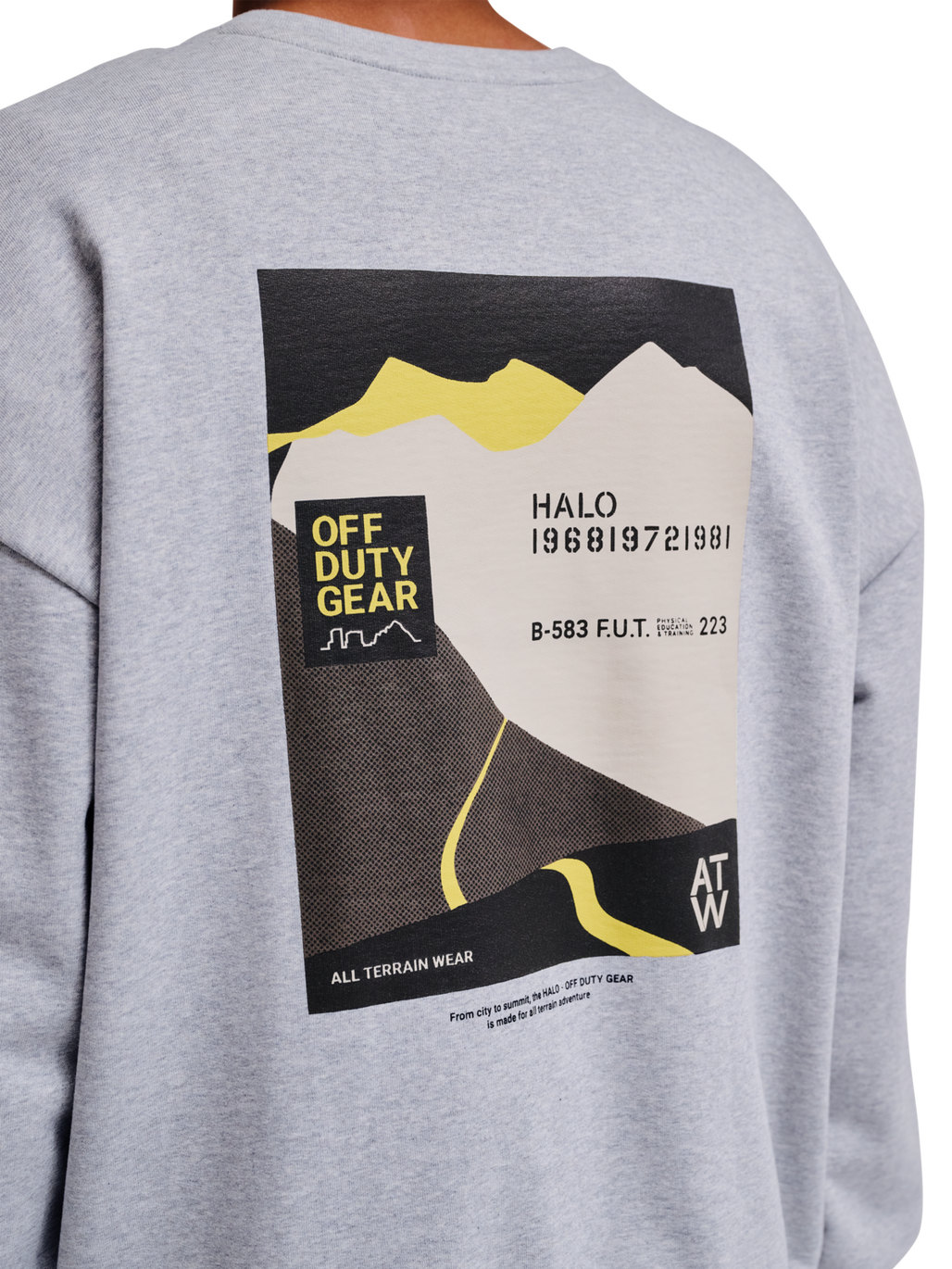 HALO AVIATION BOXY CREW, LIGHT GREY MELANGE, model