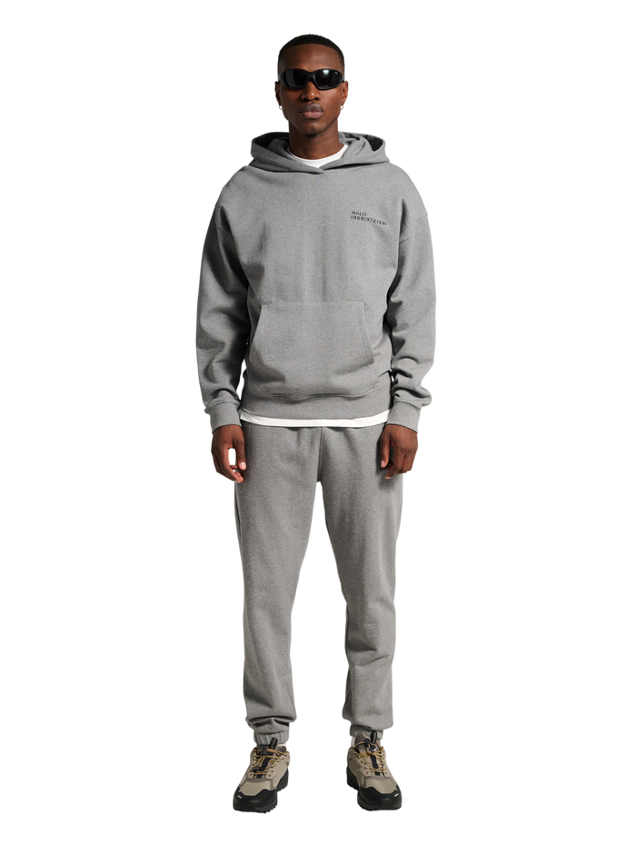 HALO ESSENTIAL HOODIE, GREY MELANGE, model