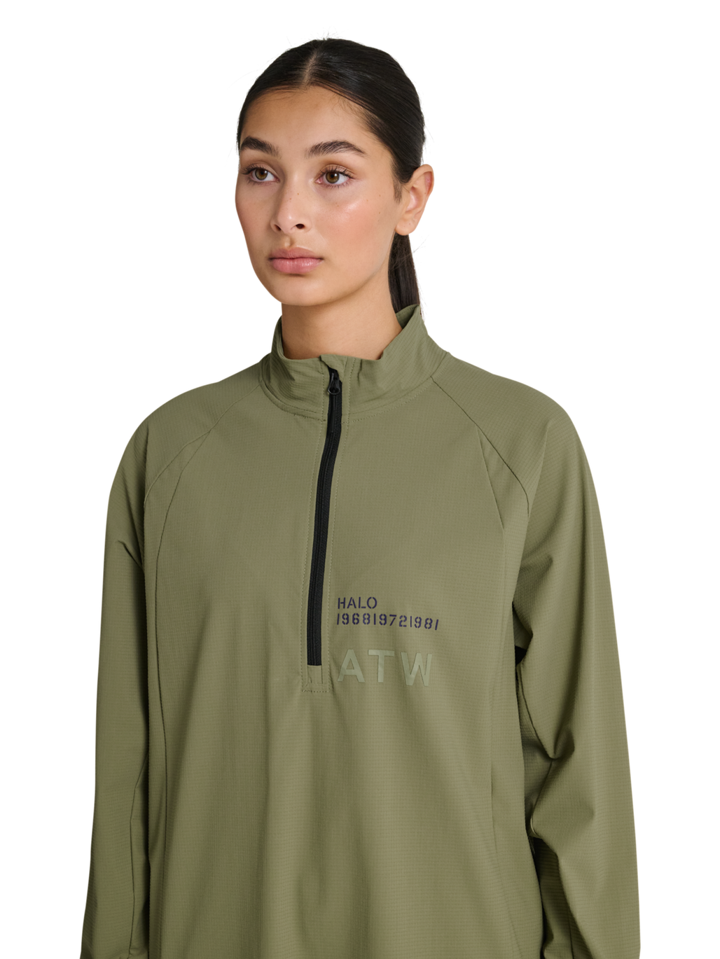 HALO AIR HALF ZIP SHIRT, MERMAID, model