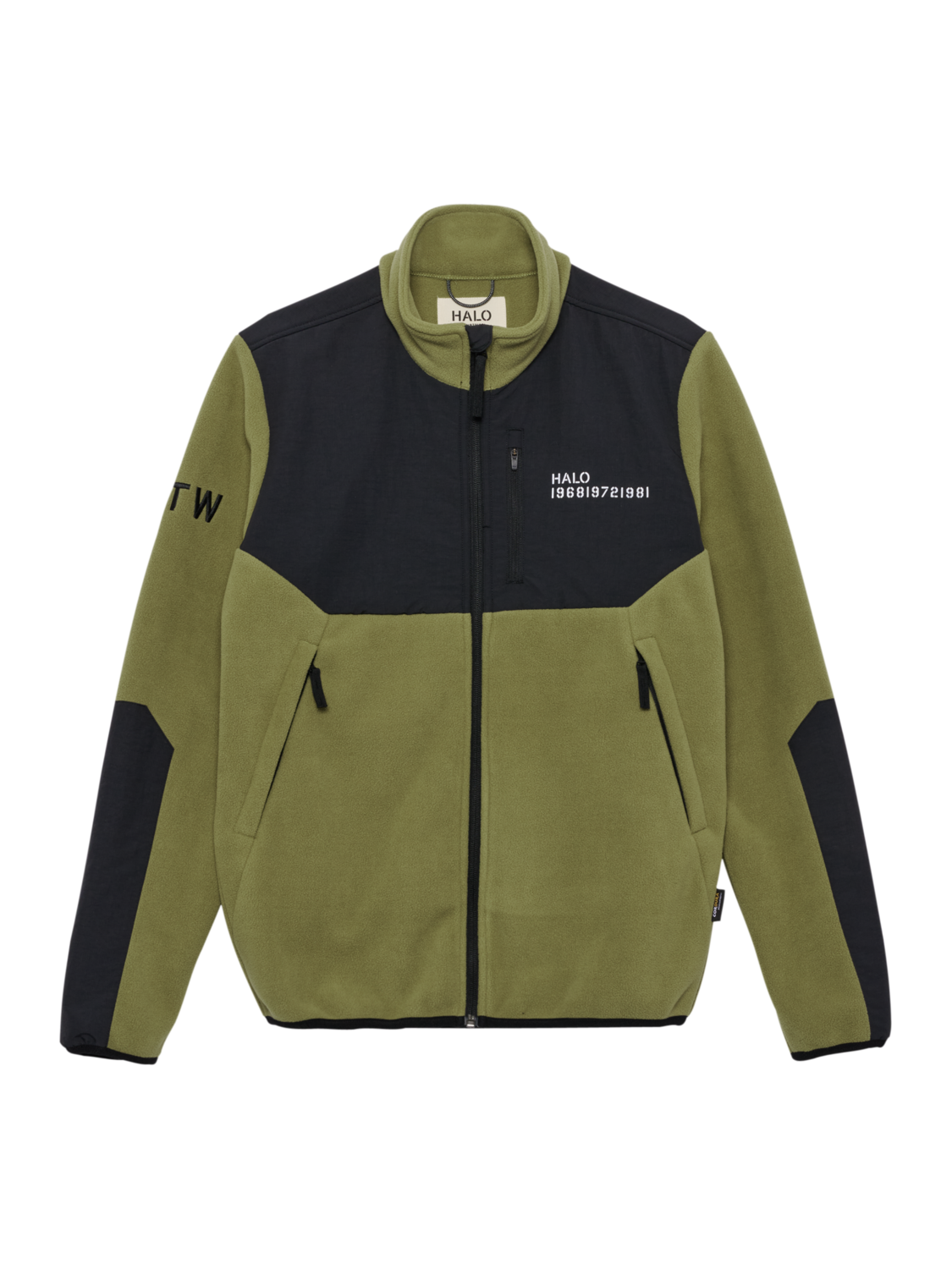 HALO BLOCKED ZIP FLEECE, OLIVE DRAB, packshot