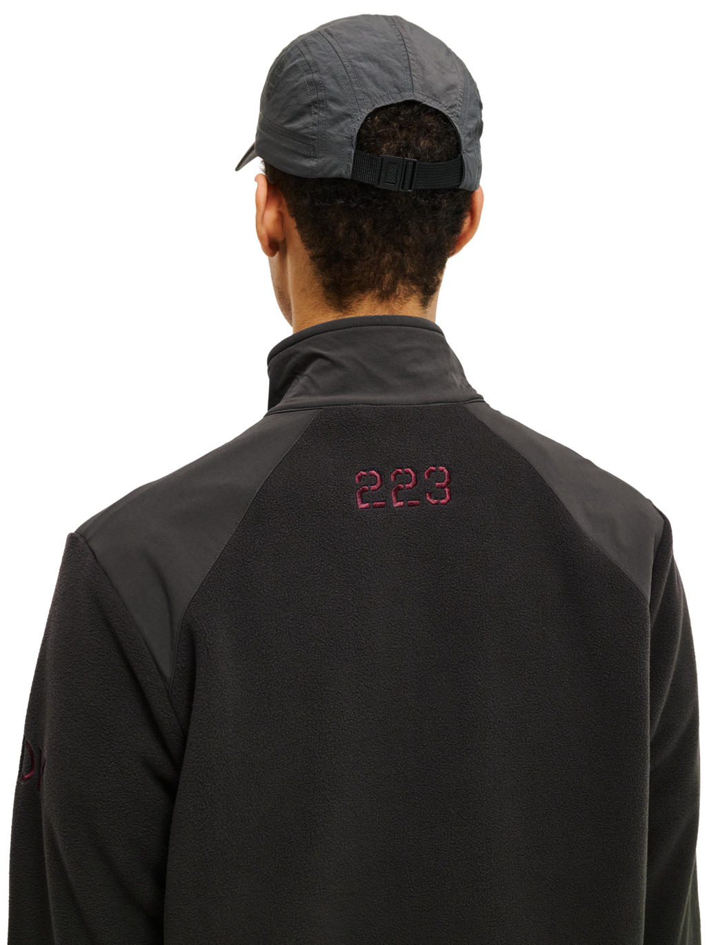 HALO DBU PANELED FLEECE JACKET, RAVEN, model
