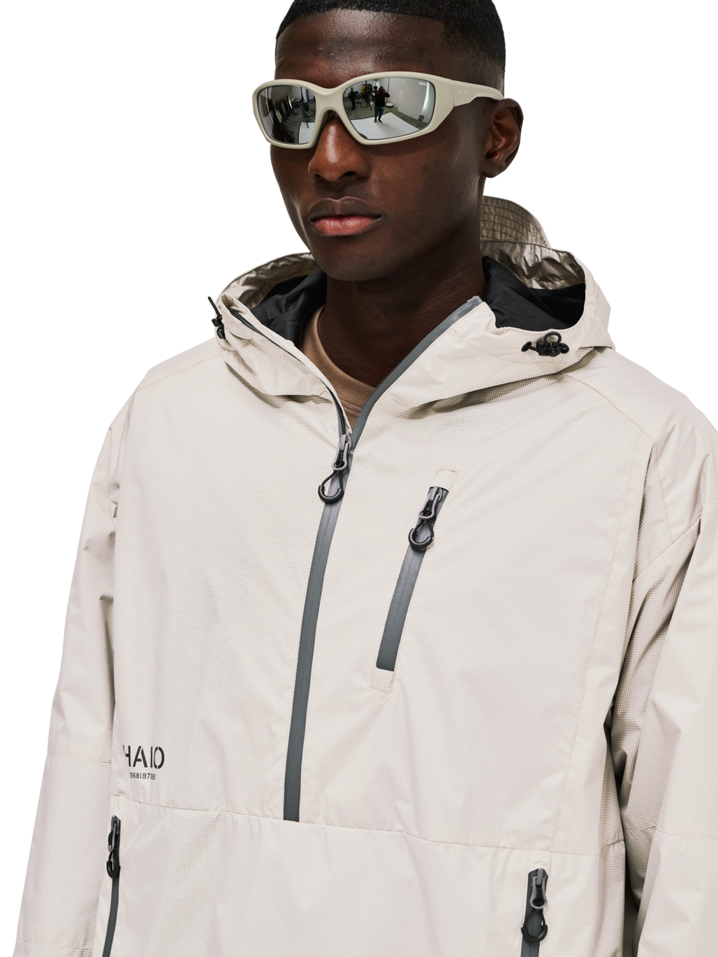◆OHESHIO◆ HOODED ANORAK IVORY 24FW-32008BH HALO HALO DEFENSE ANORAK - SILVER LINING | newlinehalo.com