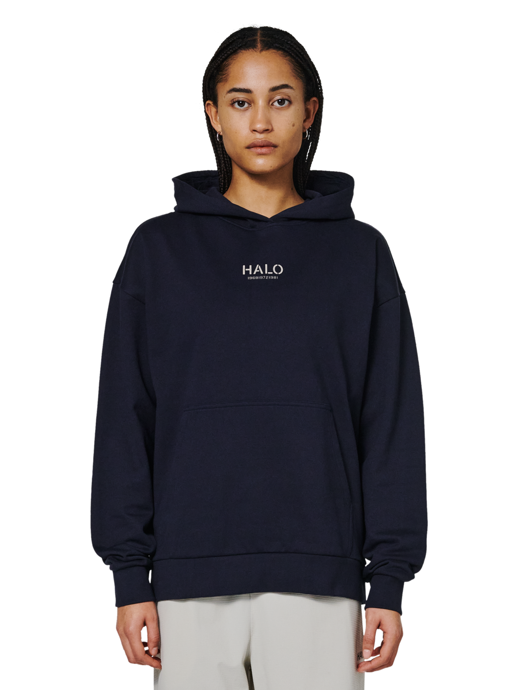 HALO GRAPHIC HOODIES, DEEP WELL, model