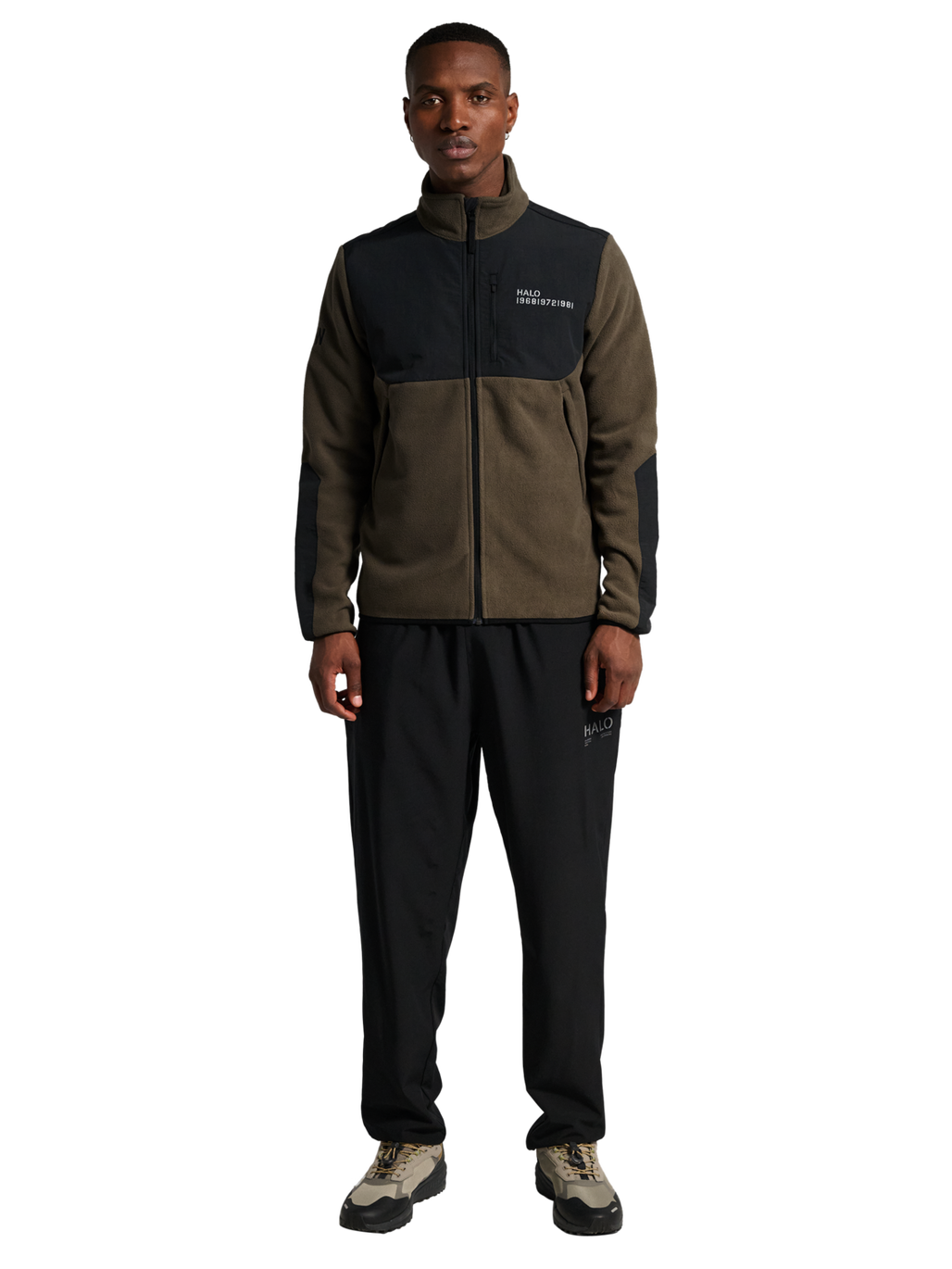 HALO BLOCKED ZIP FLEECE, MAJOR BROWN, model