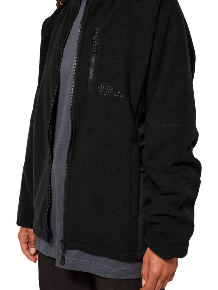 HALO WINDPROOF TEDDYFLEECE JACKET, BLACK, model