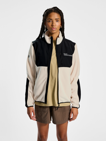 HALO BLOCKED ZIP FLEECE, OYSTER GRAY, model