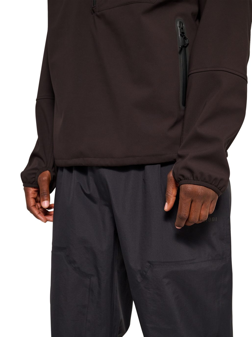 HALO ELITE SOFTSHELL HALF ZIP, CHOCOLATE TORTE, model