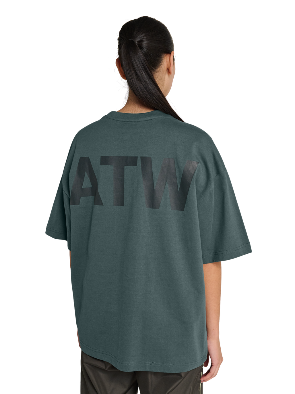 HALO GRAPHIC BOXY T-SHIRT, GARDEN TOPIARY, model